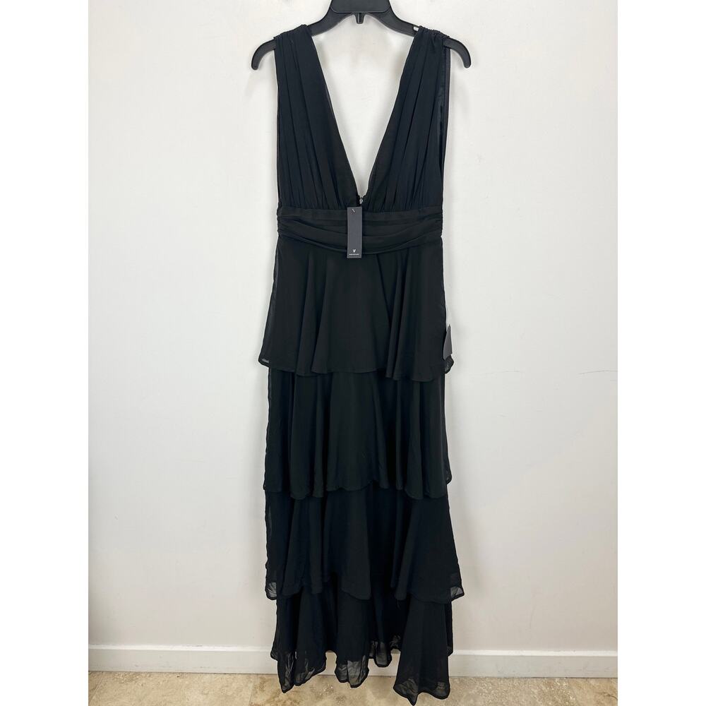 Lulus Amazing Evening Black Tiered Maxi Dress Chiffon Formal Evening Medium NWT - Picture 6 of 11